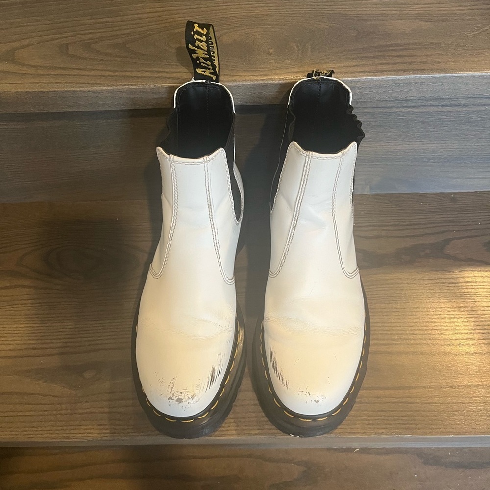 Dr. Martens White Leather Platform Chelsea Boot - Picture 5 of 14